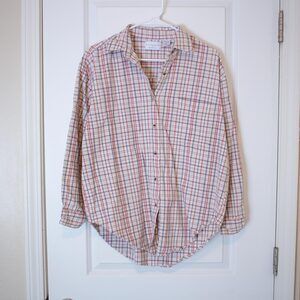 Soft Plaid Cotton Shirt Christopher & Banks Linen Look Button Top | Soft Summer